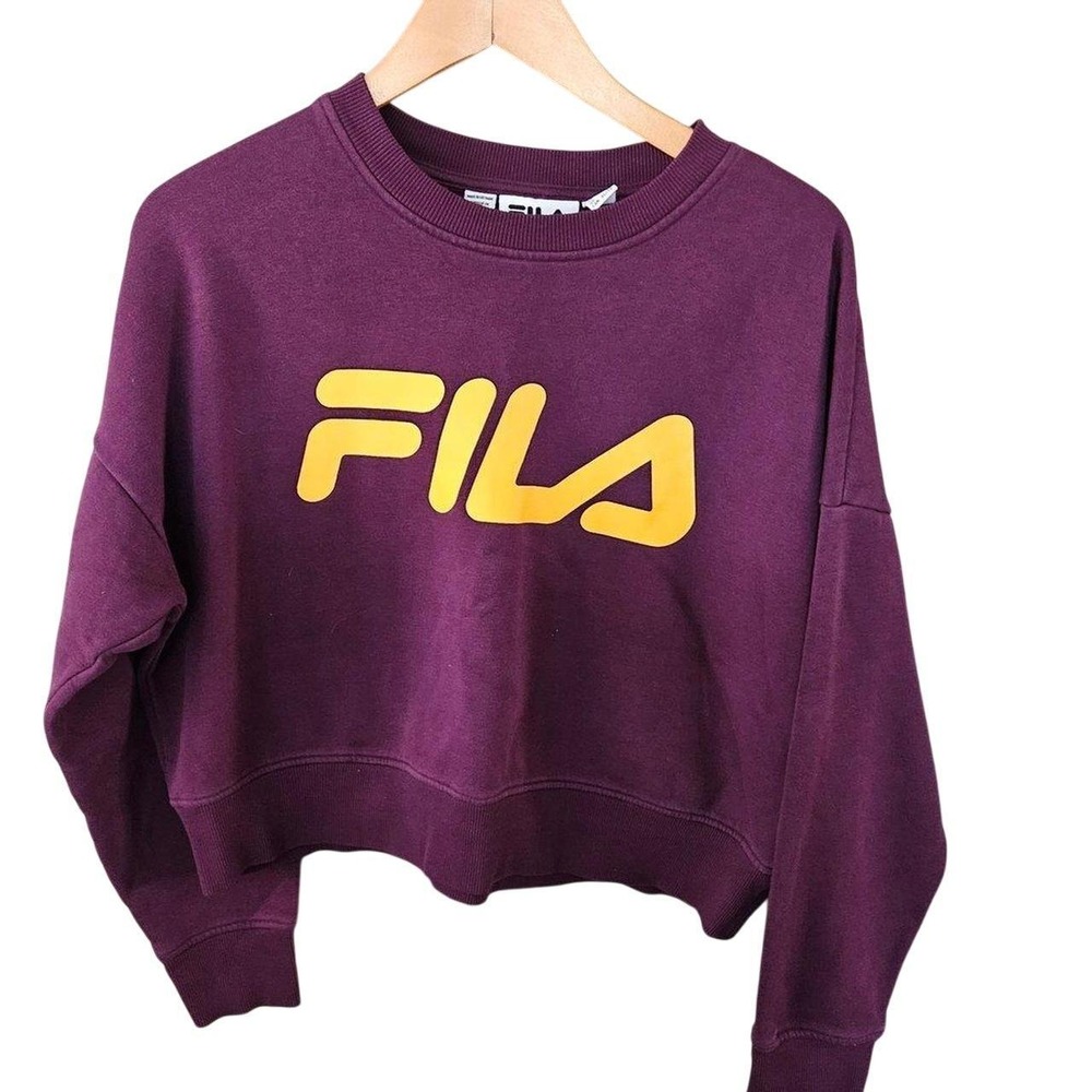 Fila Y2K Women's Cropped Burgundy Sweatshirt XL Streetwear Athleisure Comfy